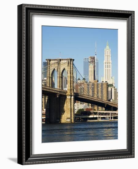 Brooklyn Bridge and Manhattan Skyline, New York City, New York, USA-Amanda Hall-Framed Photographic Print