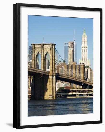 Brooklyn Bridge and Manhattan Skyline, New York City, New York, USA-Amanda Hall-Framed Photographic Print