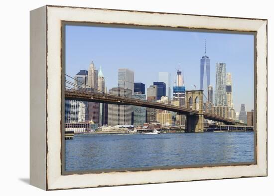 Brooklyn Bridge and Manhattan skyline, New York City, United States of America, North America-Fraser Hall-Framed Premier Image Canvas