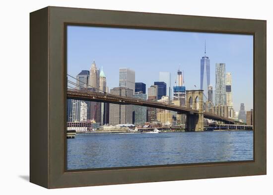 Brooklyn Bridge and Manhattan skyline, New York City, United States of America, North America-Fraser Hall-Framed Premier Image Canvas