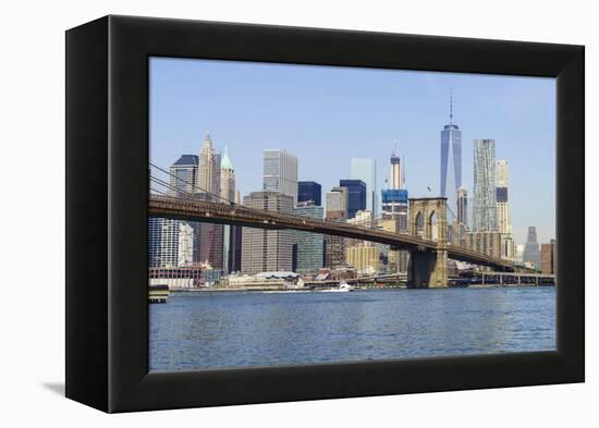 Brooklyn Bridge and Manhattan skyline, New York City, United States of America, North America-Fraser Hall-Framed Premier Image Canvas