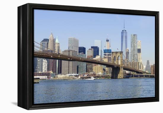 Brooklyn Bridge and Manhattan skyline, New York City, United States of America, North America-Fraser Hall-Framed Premier Image Canvas