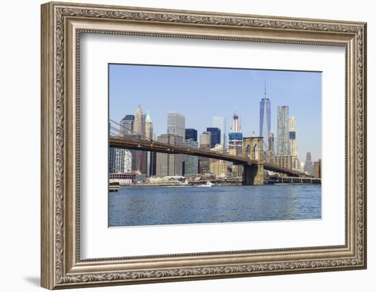 Brooklyn Bridge and Manhattan skyline, New York City, United States of America, North America-Fraser Hall-Framed Photographic Print