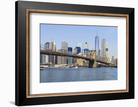 Brooklyn Bridge and Manhattan skyline, New York City, United States of America, North America-Fraser Hall-Framed Photographic Print