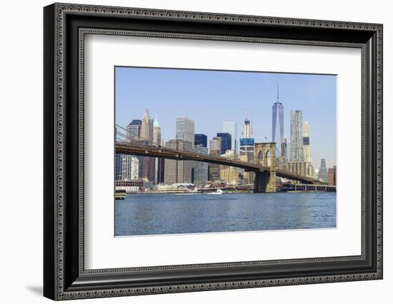 Brooklyn Bridge and Manhattan skyline, New York City, United States of America, North America-Fraser Hall-Framed Photographic Print