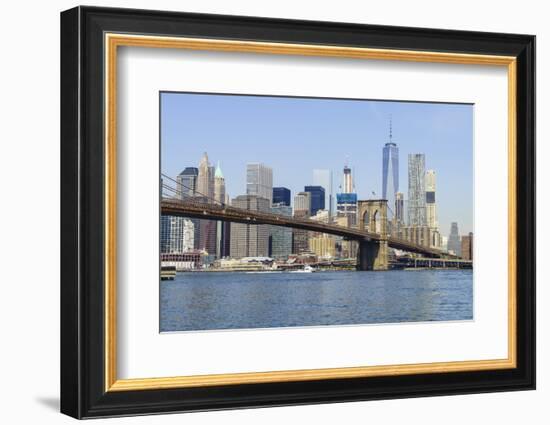 Brooklyn Bridge and Manhattan skyline, New York City, United States of America, North America-Fraser Hall-Framed Photographic Print