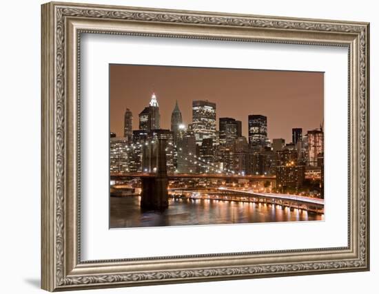 Brooklyn Bridge and Manhattan Skyline, New York City-Paul Souders-Framed Photographic Print