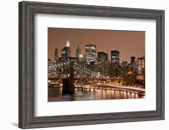 Brooklyn Bridge and Manhattan Skyline, New York City-Paul Souders-Framed Photographic Print