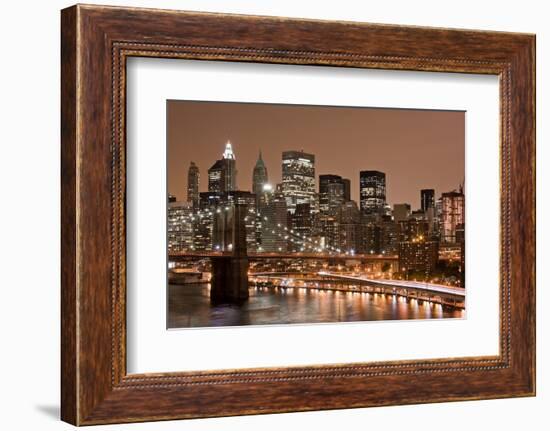 Brooklyn Bridge and Manhattan Skyline, New York City-Paul Souders-Framed Photographic Print