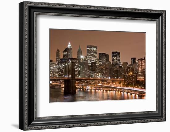 Brooklyn Bridge and Manhattan Skyline, New York City-Paul Souders-Framed Photographic Print