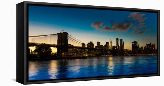 Brooklyn Bridge and Manhattan Skyline, NY, NY at Sunset-null-Framed Premier Image Canvas