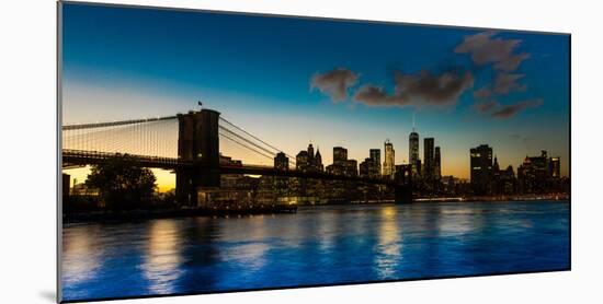 Brooklyn Bridge and Manhattan Skyline, NY, NY at Sunset-null-Mounted Photographic Print