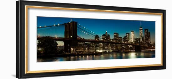 Brooklyn Bridge and Manhattan Skyline, NY, NY at Sunset-null-Framed Photographic Print