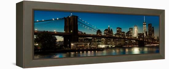 Brooklyn Bridge and Manhattan Skyline, NY, NY at Sunset-null-Framed Premier Image Canvas