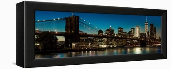 Brooklyn Bridge and Manhattan Skyline, NY, NY at Sunset-null-Framed Premier Image Canvas