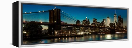 Brooklyn Bridge and Manhattan Skyline, NY, NY at Sunset-null-Framed Premier Image Canvas