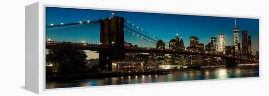 Brooklyn Bridge and Manhattan Skyline, NY, NY at Sunset-null-Framed Premier Image Canvas