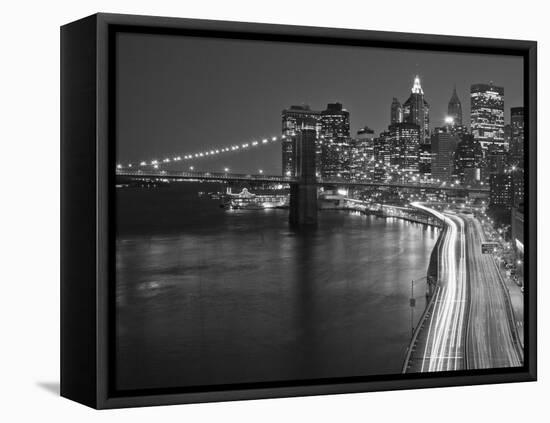 Brooklyn Bridge and Parkway, East River with Lower Manhattan Skyline, Brooklyn, New York, Usa-Paul Souders-Framed Premier Image Canvas