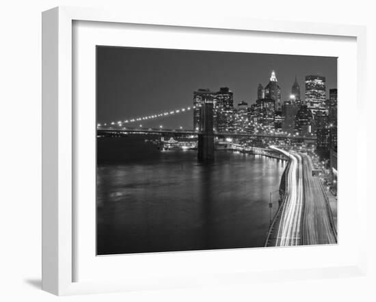 Brooklyn Bridge and Parkway, East River with Lower Manhattan Skyline, Brooklyn, New York, Usa-Paul Souders-Framed Photographic Print