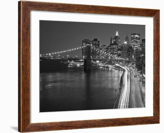 Brooklyn Bridge and Parkway, East River with Lower Manhattan Skyline, Brooklyn, New York, Usa-Paul Souders-Framed Photographic Print
