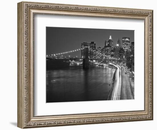 Brooklyn Bridge and Parkway, East River with Lower Manhattan Skyline, Brooklyn, New York, Usa-Paul Souders-Framed Photographic Print