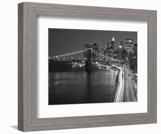 Brooklyn Bridge and Parkway, East River with Lower Manhattan Skyline, Brooklyn, New York, Usa-Paul Souders-Framed Photographic Print