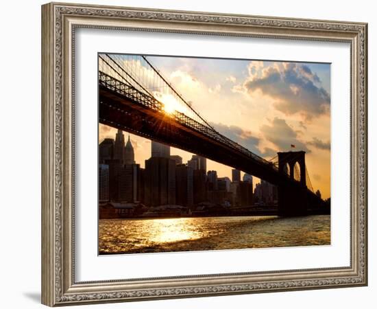 Brooklyn Bridge and Skyline, Manhattan, New York City-Sabine Jacobs-Framed Photographic Print