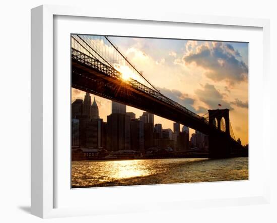 Brooklyn Bridge and Skyline, Manhattan, New York City-Sabine Jacobs-Framed Photographic Print