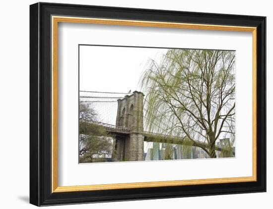Brooklyn Bridge and Willow-Erin Clark-Framed Art Print