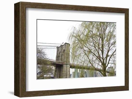Brooklyn Bridge and Willow-Erin Clark-Framed Art Print