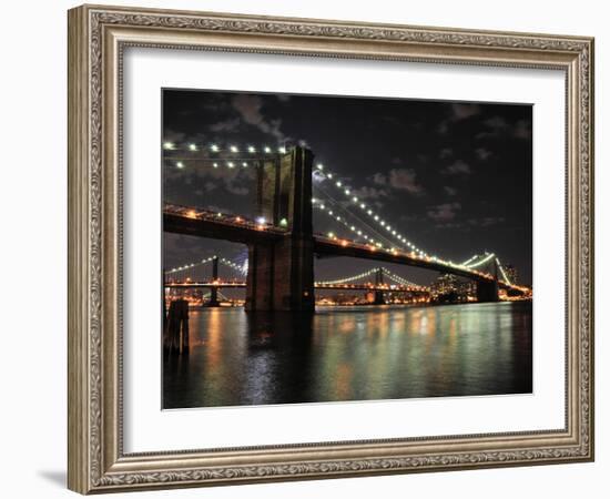 Brooklyn Bridge at Night (color)-Phil Maier-Framed Art Print
