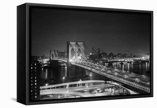 Brooklyn Bridge at Night-Philip Gendreau-Framed Premier Image Canvas