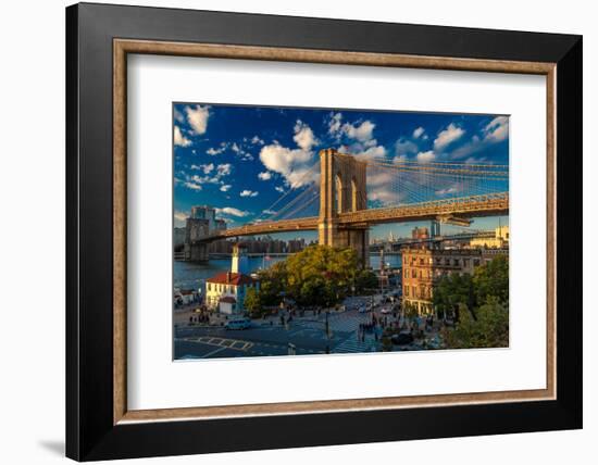 Brooklyn Bridge at sunset, NY NY - in black and white-null-Framed Photographic Print