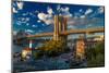 Brooklyn Bridge at sunset, NY NY - in black and white-null-Mounted Photographic Print