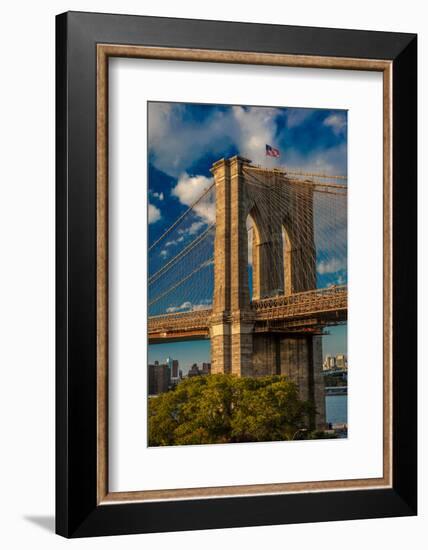 Brooklyn Bridge at sunset, NY NY - in black and white-null-Framed Photographic Print