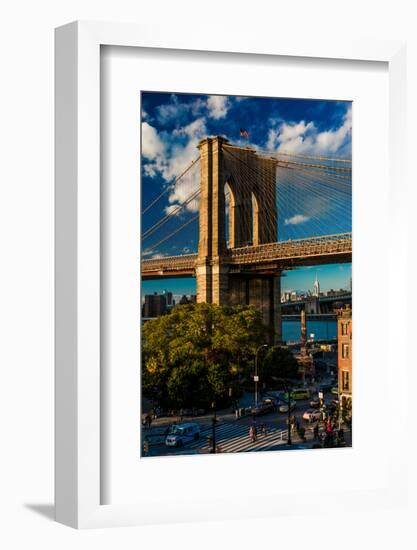 Brooklyn Bridge at sunset, NY NY - in black and white-null-Framed Photographic Print