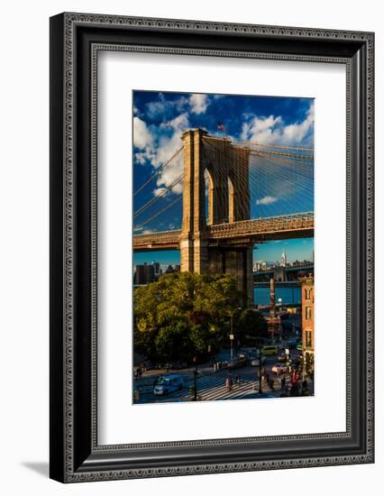 Brooklyn Bridge at sunset, NY NY - in black and white-null-Framed Photographic Print