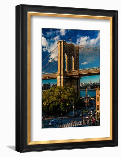 Brooklyn Bridge at sunset, NY NY - in black and white-null-Framed Photographic Print