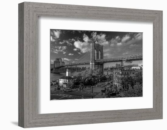 Brooklyn Bridge at sunset, NY NY - in black and white-null-Framed Photographic Print