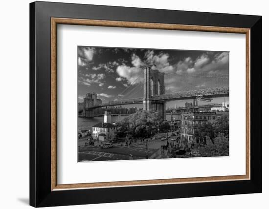 Brooklyn Bridge at sunset, NY NY - in black and white-null-Framed Photographic Print