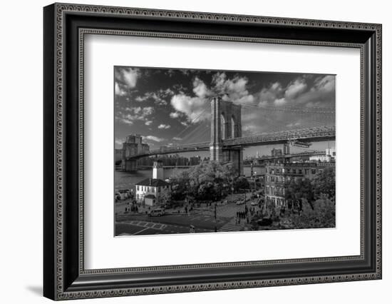 Brooklyn Bridge at sunset, NY NY - in black and white-null-Framed Photographic Print