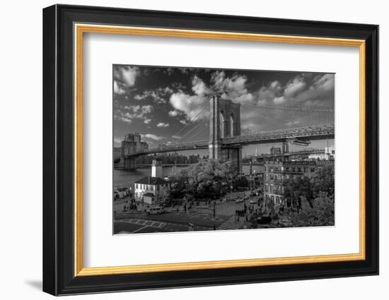 Brooklyn Bridge at sunset, NY NY - in black and white-null-Framed Photographic Print