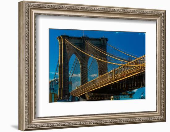 Brooklyn Bridge at sunset, NY NY - in black and white-null-Framed Photographic Print