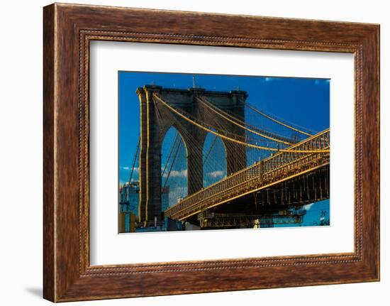 Brooklyn Bridge at sunset, NY NY - in black and white-null-Framed Photographic Print