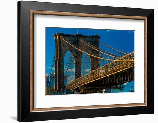 Brooklyn Bridge at sunset, NY NY - in black and white-null-Framed Photographic Print