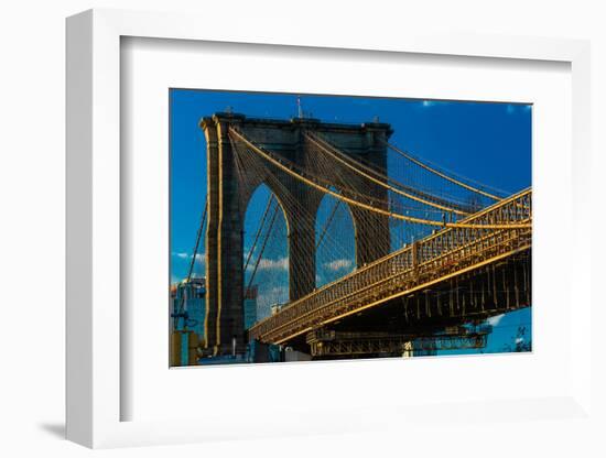 Brooklyn Bridge at sunset, NY NY - in black and white-null-Framed Photographic Print