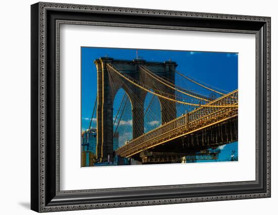 Brooklyn Bridge at sunset, NY NY - in black and white-null-Framed Photographic Print