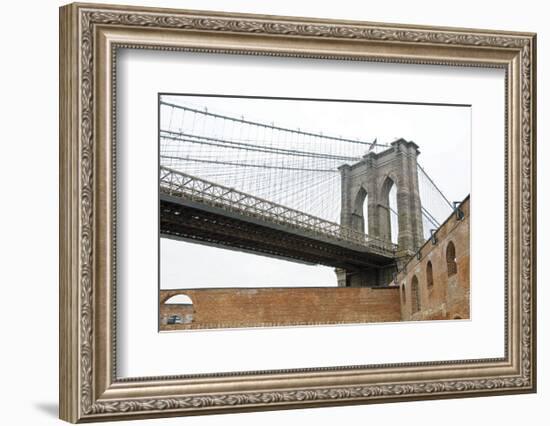 Brooklyn Bridge (brick walls)-Erin Clark-Framed Art Print