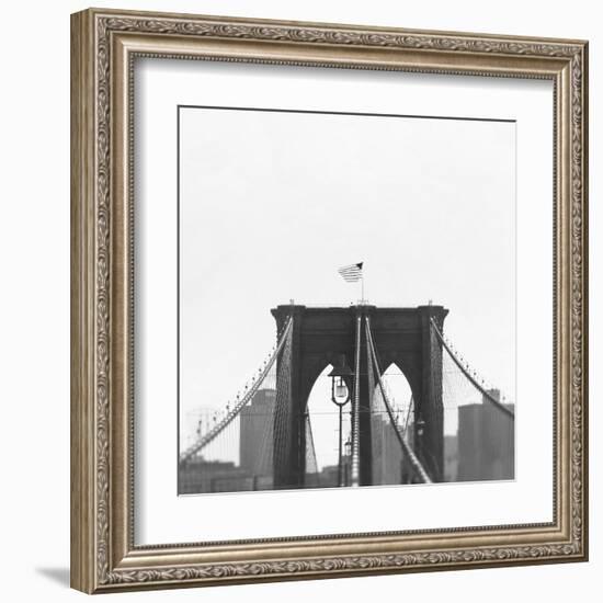 Brooklyn Bridge bw-Tracey Telik-Framed Art Print