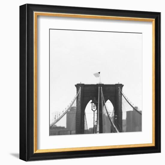 Brooklyn Bridge bw-Tracey Telik-Framed Art Print